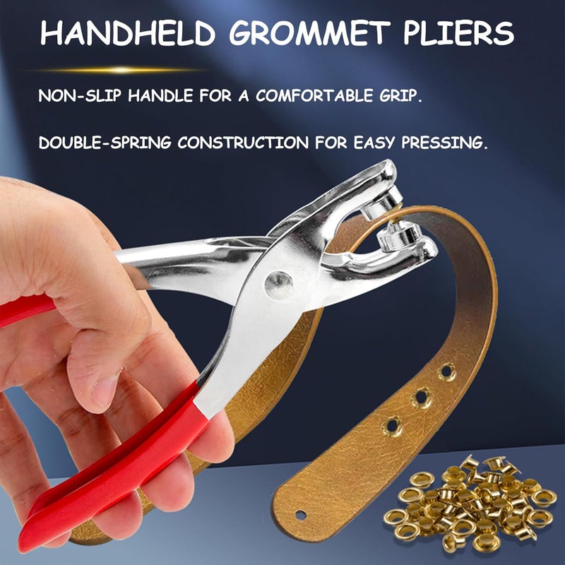 NXTOV 640Pcs Grommet Tool Kit with Eyelet Pliers, 1/2 Inch 12mm(Inside Diameter) Grommet Eyelet Pliers Kit with Washers, and Hole Punch Grommet Hand Press kit (160set Silver + 160set Gold) - Image 4